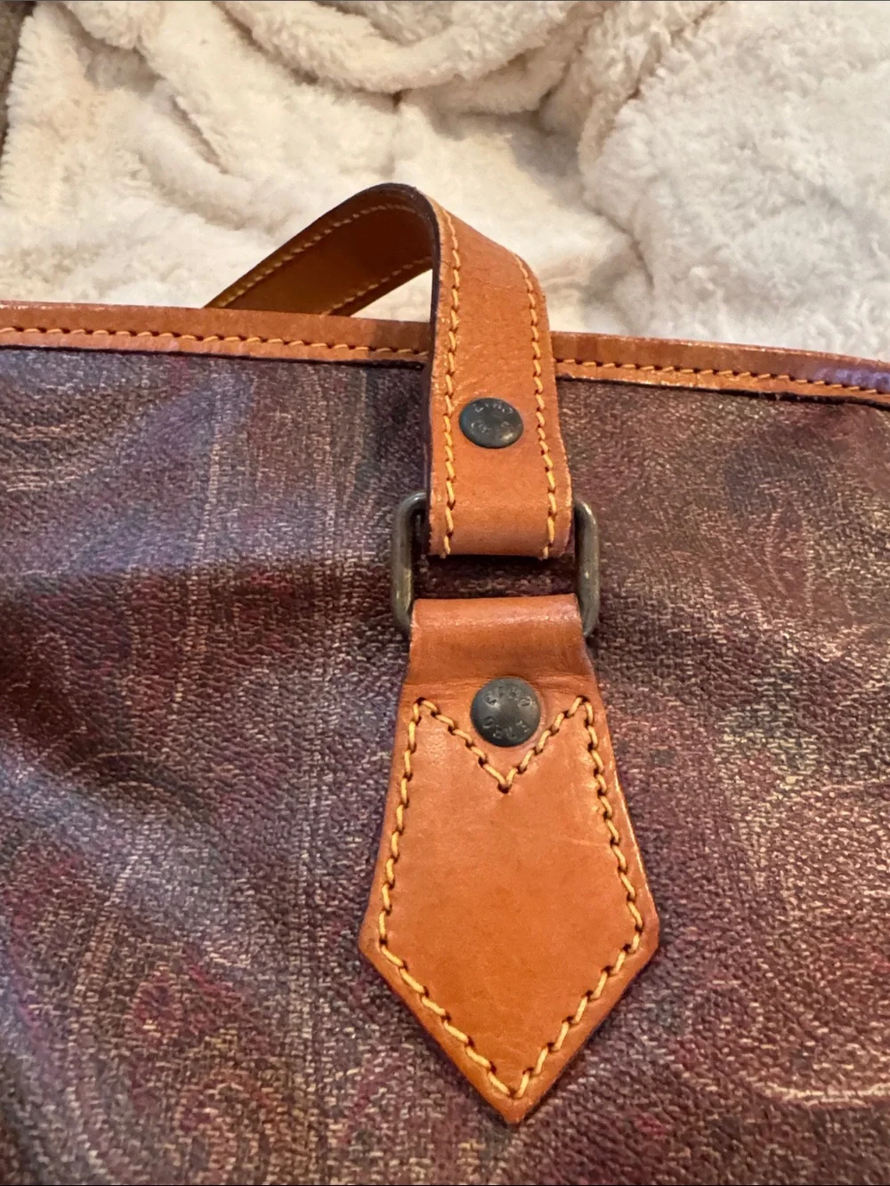 Etro  Paisley Leather Tote with Tan Trim